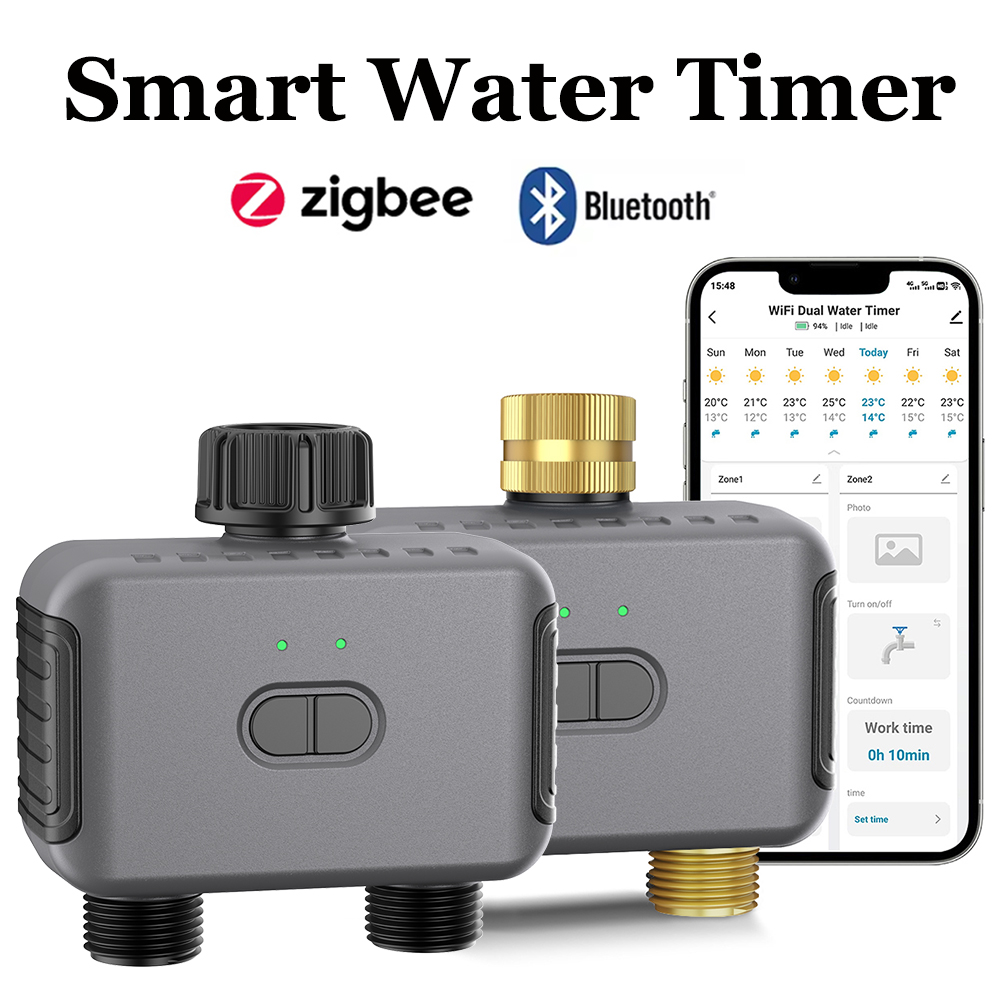 Smart Home System - Tuyaสมาร์ทจับเวลาน้ําZigbee/BTอัตโนมัติชลประทานController 2 Outlet Sprinklerรดน้ําระบบสนับสนุนAlexa Google