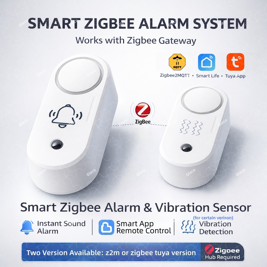 Smart Home Theater - ไซเรนเตือนภัย Zigbee พร้อมระบบตรวจจับการสั่นสะเทือน ไฟกระพริบ และเสียงเตือน สำหรับระบบรักษาความปลอดภัยภายในบ้าน