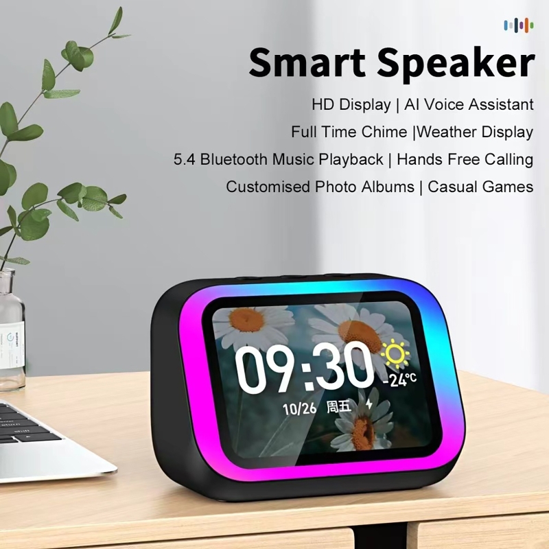 Smart Home Panel - ลำโพงบลูทูธพร้อมผู้ช่วยเสียง AI ไฟ RGB นาฬิกาปลุก หน้าจอ