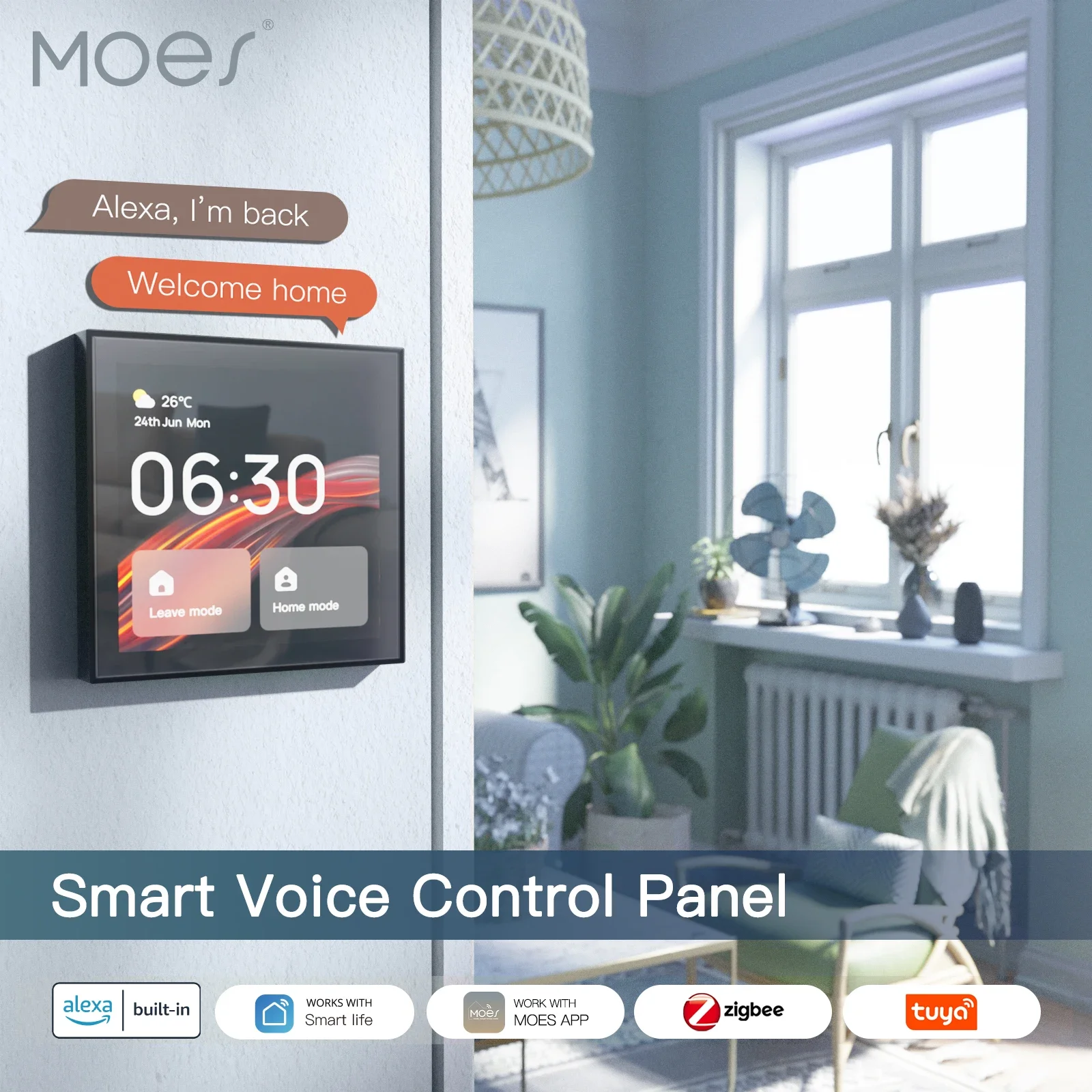 Smart Home Interior - แผงควบคุมหน้าจอสัมผัสอเนกประสงค์ MOES Tuya WiFi ขนาด 4