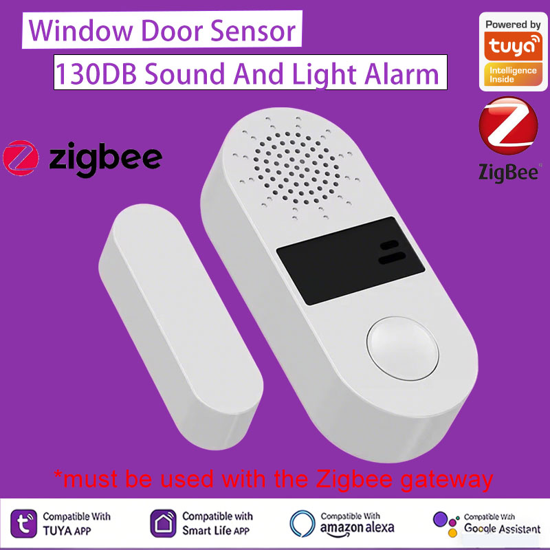 Smart Home Theater - เซ็นเซอร์ตรวจจับประตูหน้าต่างไร้สาย Tuya Zigbee พร้อมเสียงเตือน 130DB แจ้งเตือนผ่านแอป