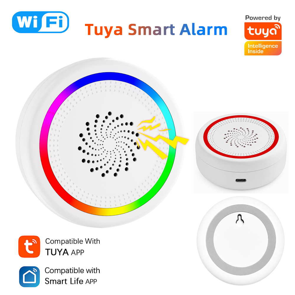 Smart Home Theater - ไซเรนอัจฉริยะ Tuya WiFi พร้อมเสียงและไฟเตือน ควบคุมผ่านแอป Smart