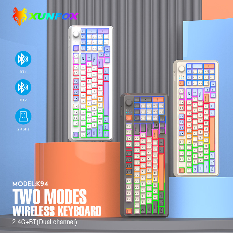 Smart Home Keyboard - คีย์บอร์ดไร้สายสเปนรัสเซียอาหรับเกาหลีคีย์บอร์ดเมาส์ชุดบลูทูธ 2.4G ประเภท C RGB แสง