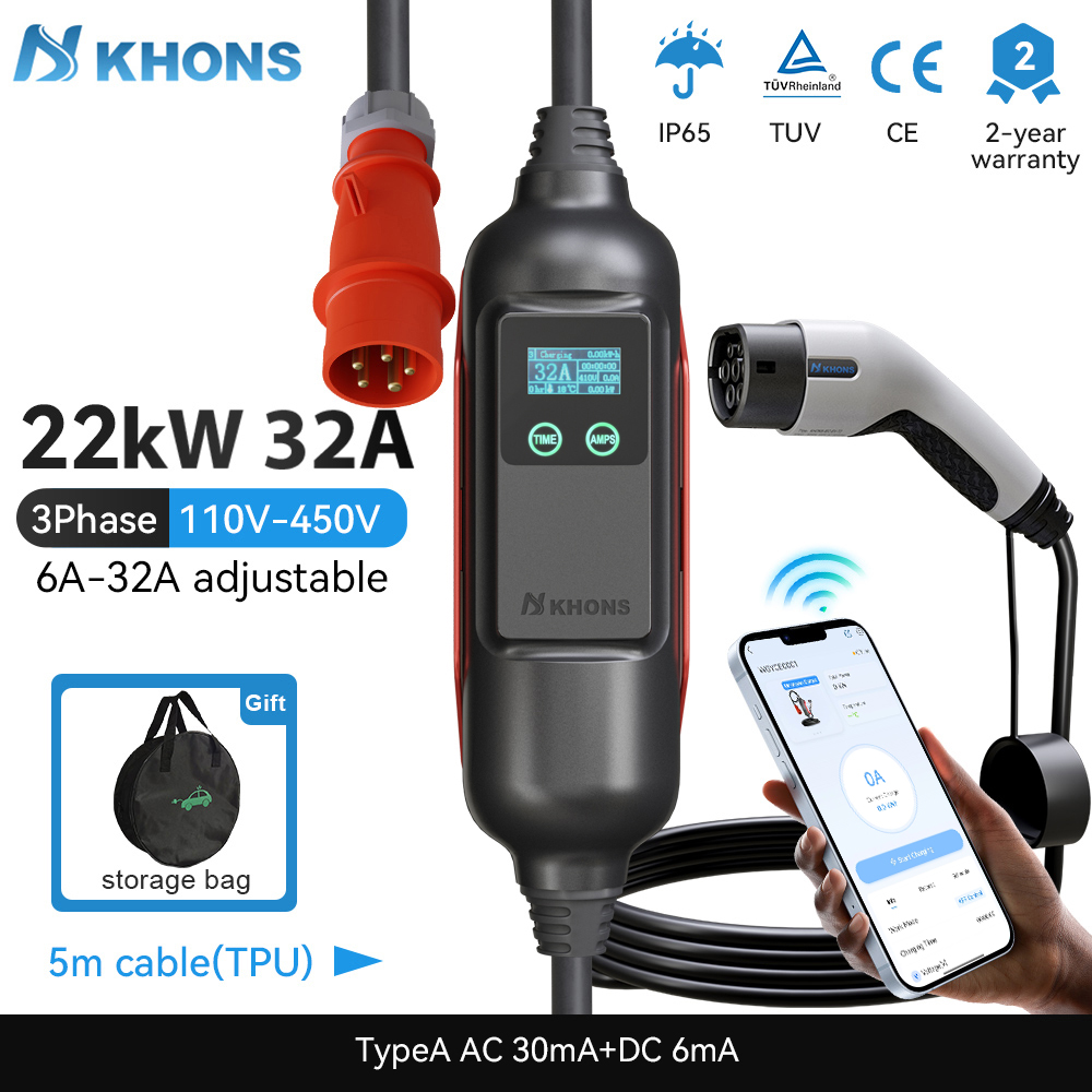 Khons แบบพกพา EV Charger Type2 - Smart Home For Pc บทวิจารณ์และราคา