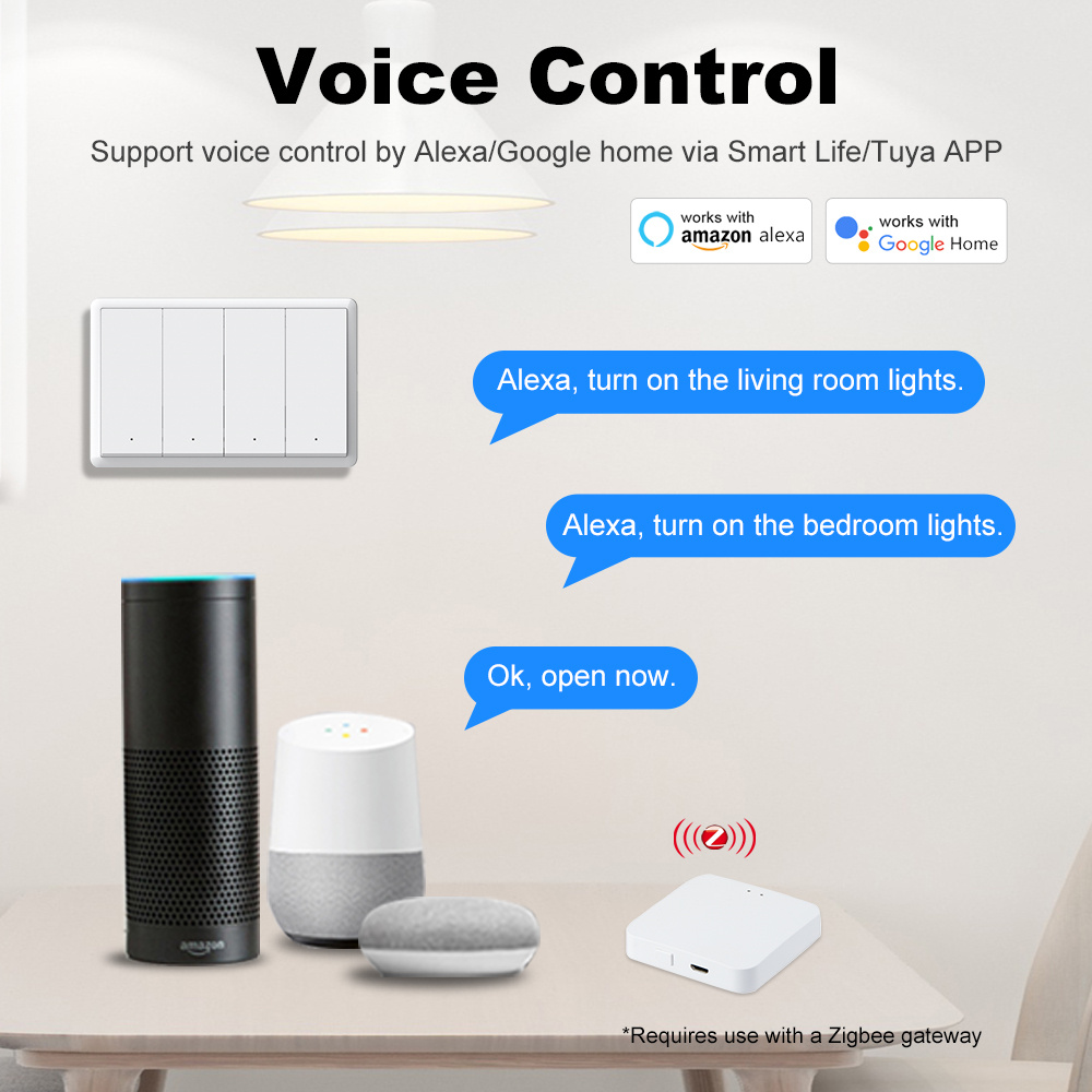 สวิตช์อัจฉริยะ Manhot Zigbee ไ - Smart Home Google Assistant บทวิจารณ์และราคา