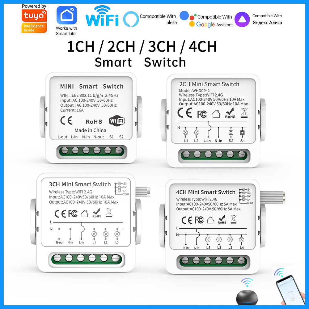 สวิตช์อัจฉริยะ Tuya WiFi 1/2/3 - Smart Home Google Assistant บทวิจารณ์และราคา