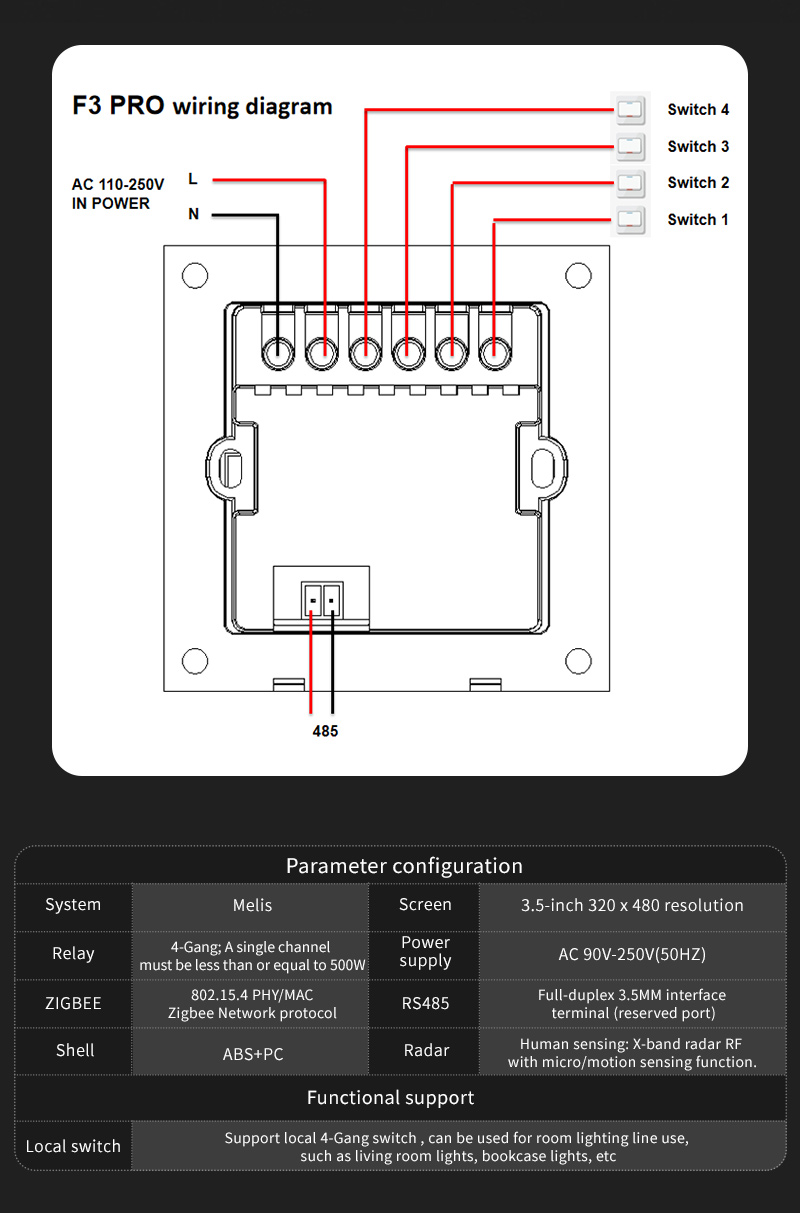 สวิตช์อัจฉริยะ F3 Pro หน้าจอสั - Smart Home Panel บทวิจารณ์และราคา