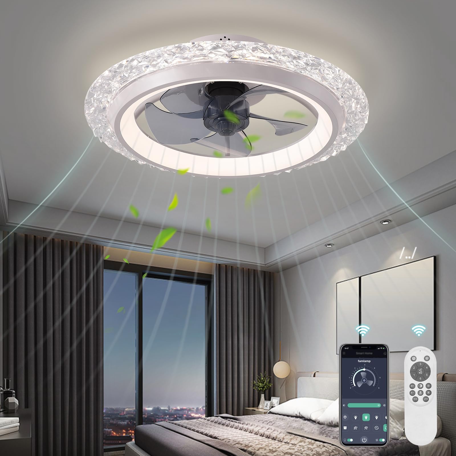 พัดลมเพดานอัจฉริยะพร้อมไฟ LED  - Smart Home Interior บทวิจารณ์และราคา